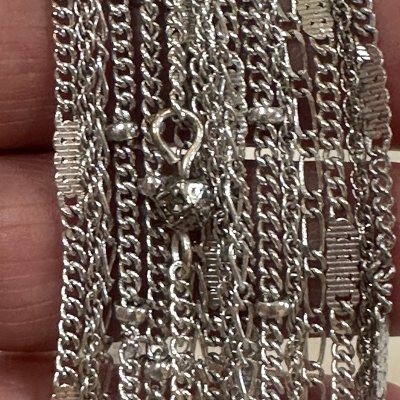 CHLOE & ISABEL 16 Strand Silver Tone Layered Necklace with Rhinestone Accents - Picture 7 of 10